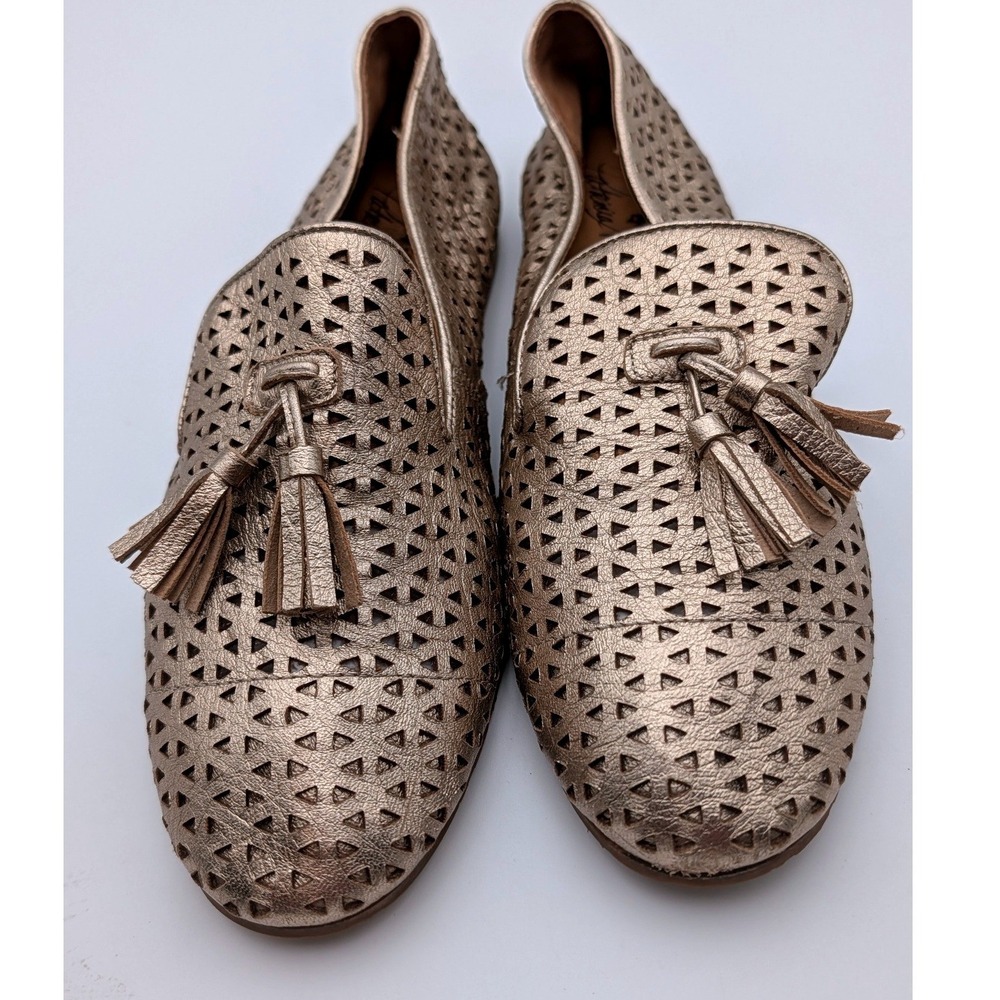 Patricia Nash Borrego‎ Gold Laser Cut Leather Tassel Loafers 8M 5013199 K18